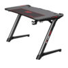 Birou gaming Elite, 120 x 60 x 77cm, suprafata Carbon, Leduri RGB - 6 culori, structura otel 1.5mm, suporturi pentru casti, pahar si cabluri, picioare cu dispozitive de reglaj, certificare ISO 9001, MousePad XL cadou - imagine 5