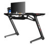 Birou gaming Elite, 120 x 60 x 77cm, suprafata Carbon, Leduri RGB - 6 culori, structura otel 1.5mm, suporturi pentru casti, pahar si cabluri, picioare cu dispozitive de reglaj, certificare ISO 9001, MousePad XL cadou - imagine 6